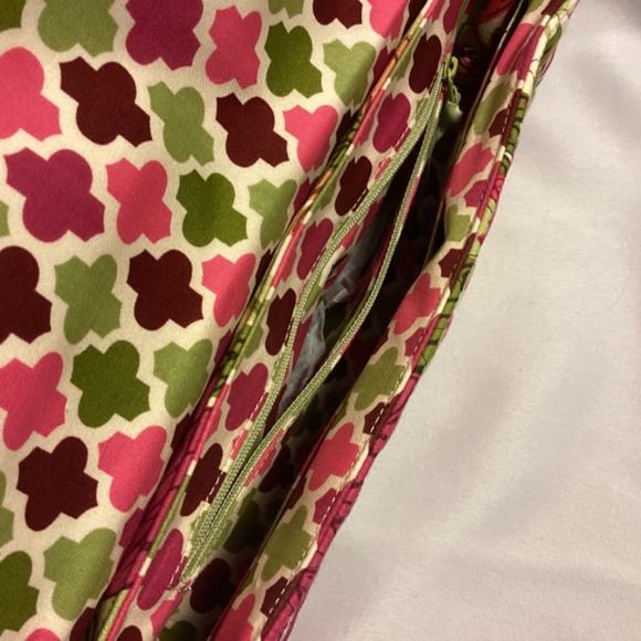 Vera Bradley clutch short handle bag purse floral green knot checkered pink - Picture 5 of 7